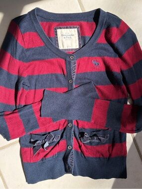 Vintage Abercrombie & Fitch Navy and Red Striped Button Cardigan